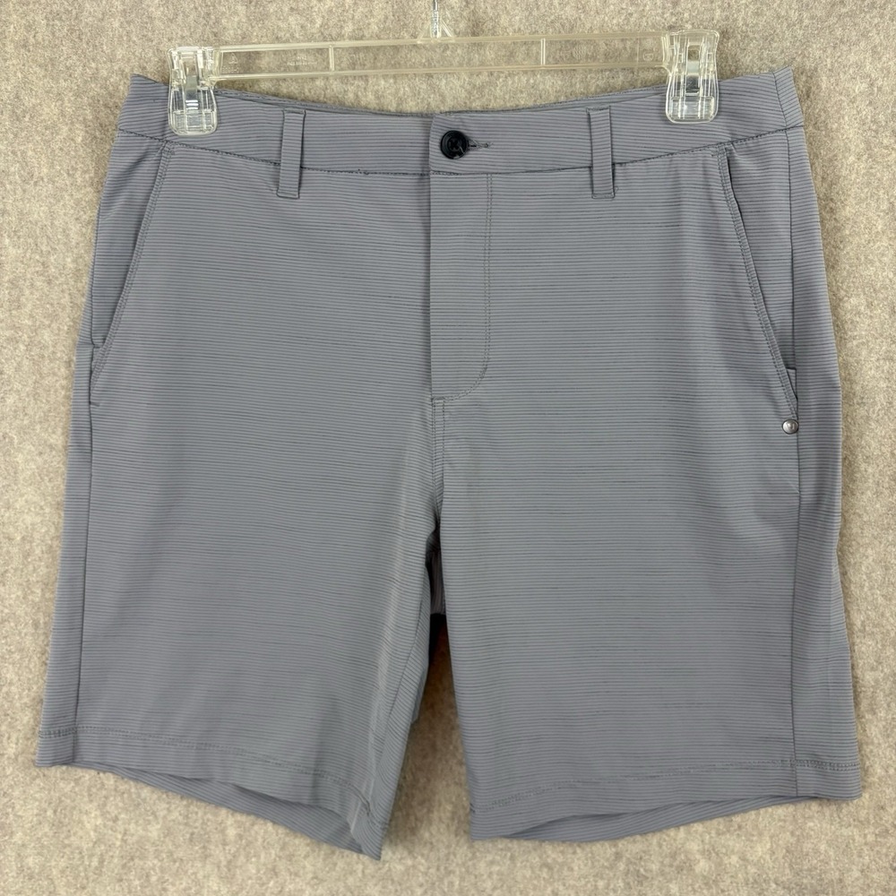 Vuori Pebble Shorts Men 32 Gravel Micro Stripe 8" Inseam V399 Stretch Read